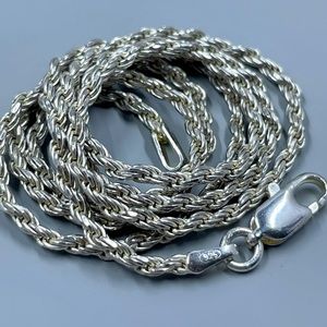 Sterling silver rope chain 18” Italy lobster clasp